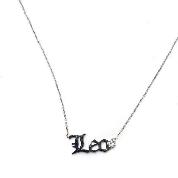 NEW Melinda Maria Zodiac Script Pendant Leo Necklace Silver - Picture 3 of 5
